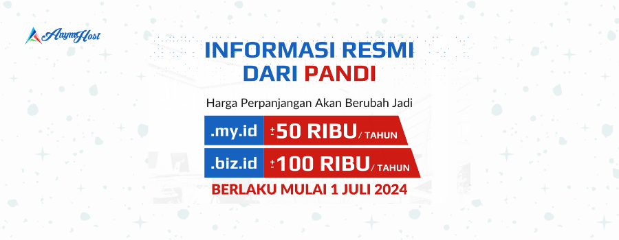 Penyesuaian Harga Perpanjangan Serta Transfer Domain .my.id dan .biz.id